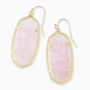Kendra Scott Elle Gold Drop Earrings in Rose Quartz